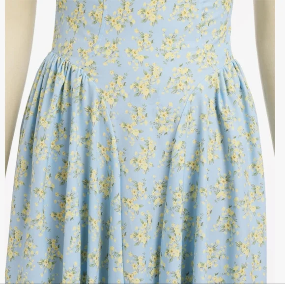 Abehik Floral Blue Halter Dress Size XL NWT - Picture 4 of 7